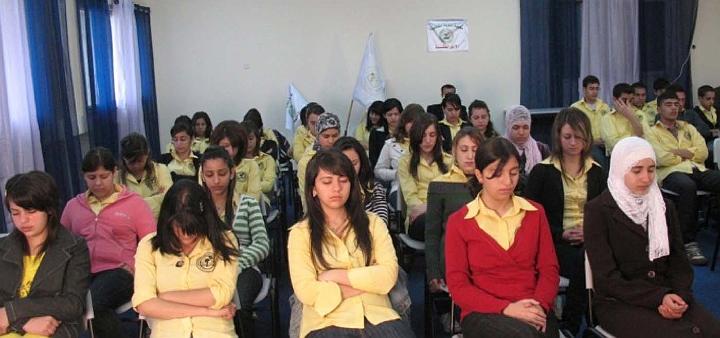 Global Family Chat 23_03_2009.015.jpg - Group Practice of Transcendental Meditation in Daburiya High School. It is hoped that donations will help with costs for learning the advanced practice of the TM-Sidhis programme.